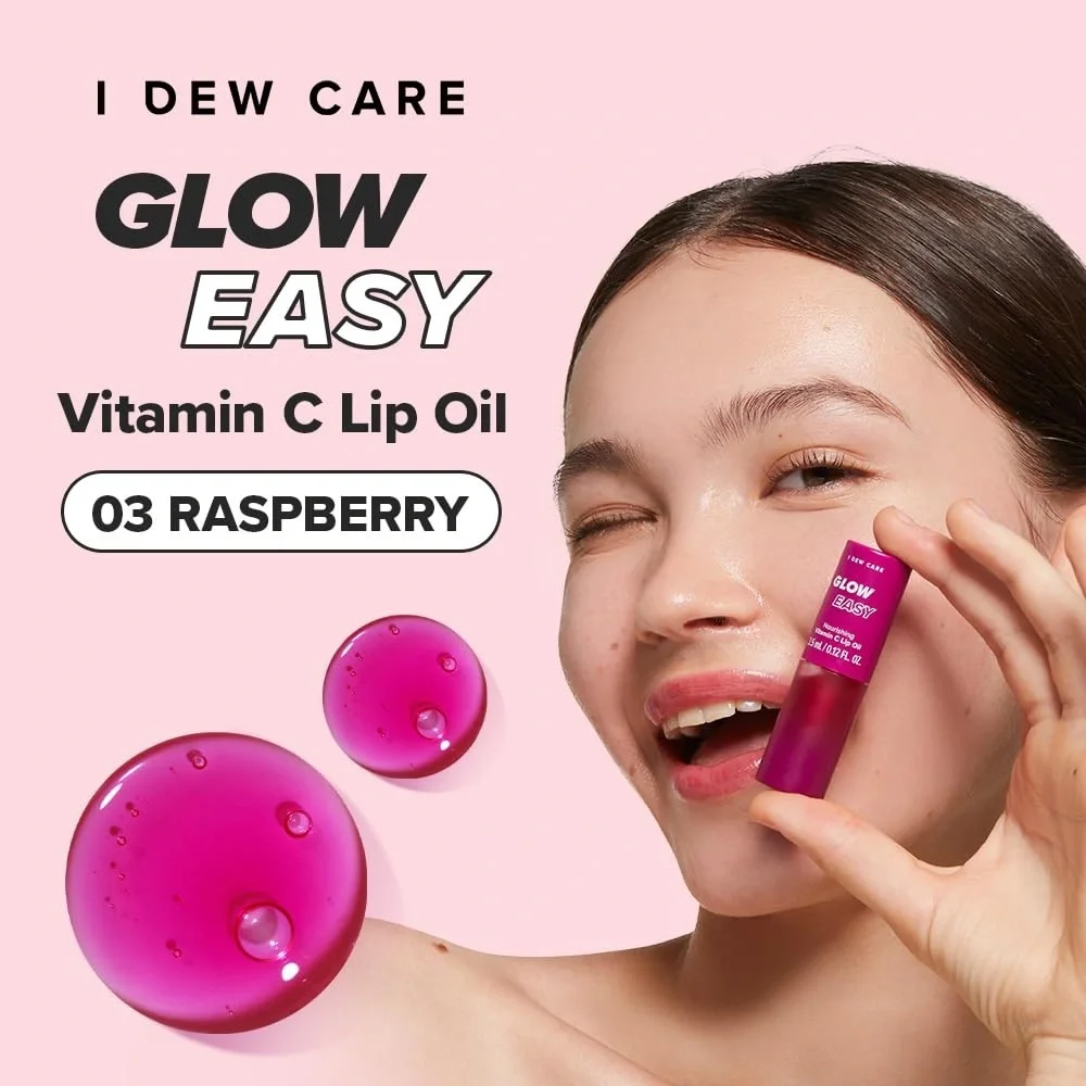 I Dew Care Raspberry Glow Easy Nourishing Vitamin C Lip Oil .12oz